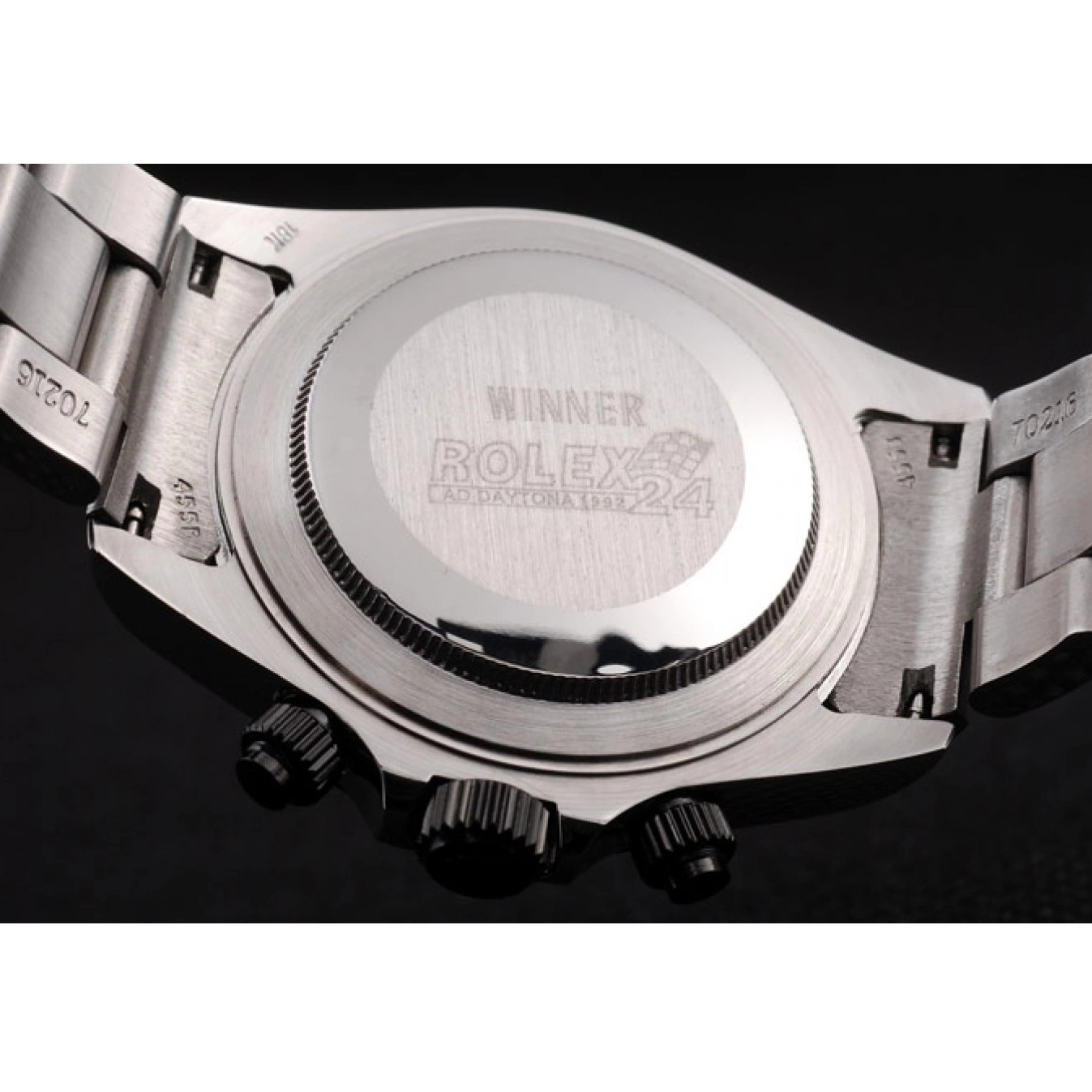 Aaa replica watch Dial Silver Daytona Enameled Stainless Steel Black Rolex 0807